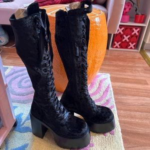 widow cryptic embrace knee high boots